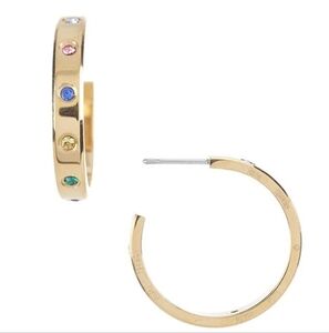 Kate Spade Set In Stone Gold Hoop Earrings with Gem Accents